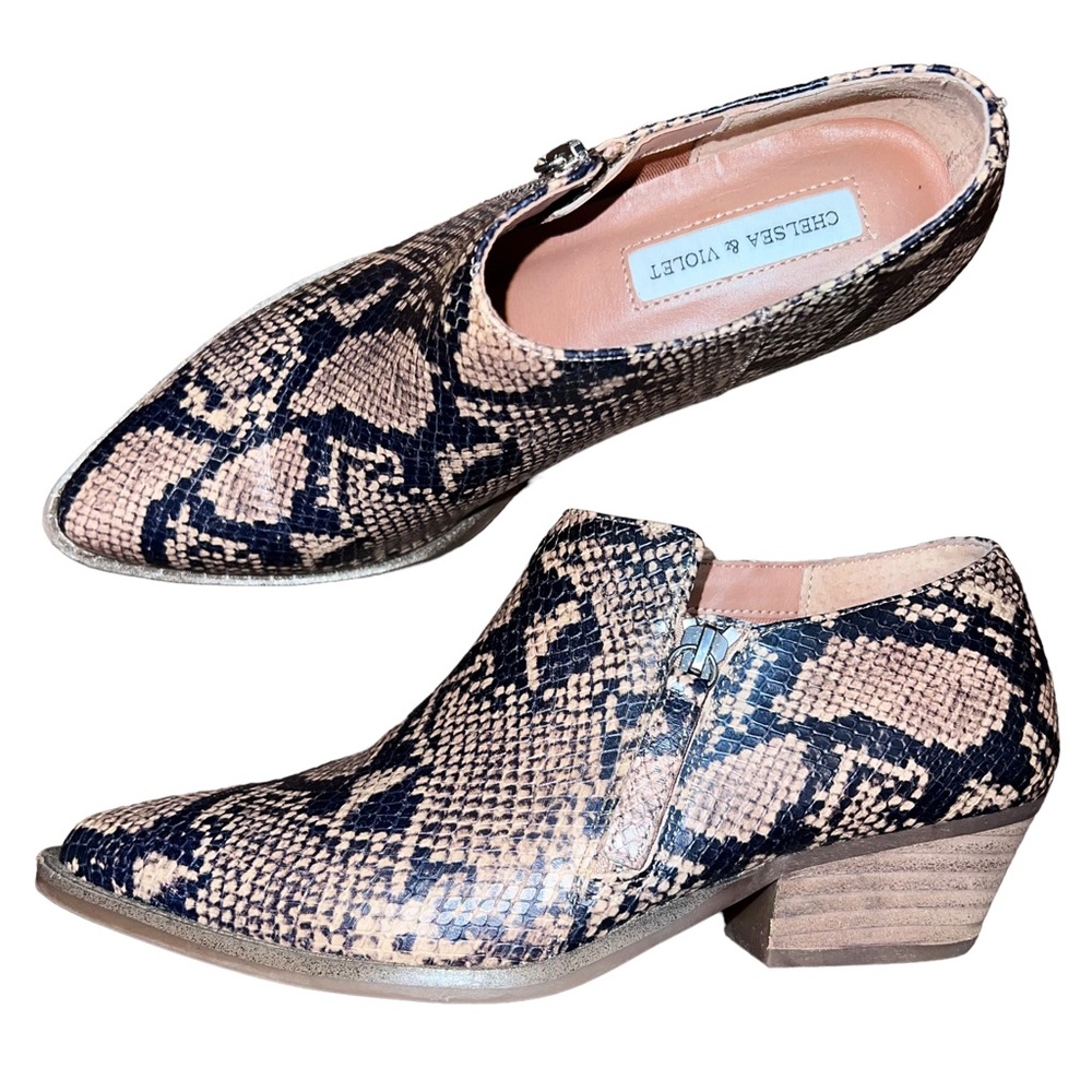 Chelsea & Violet Ava Snake Print Booties